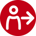 Symbol wyjścia z osobą i strzałką w prawo